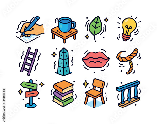 Isometric Tremor Icons. Tremor. Colorful isometric vector icons