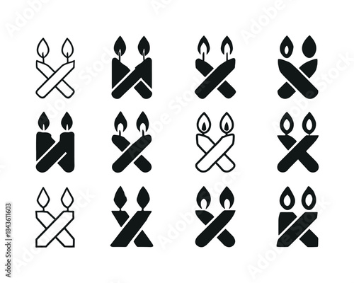 Candle Light Icons. Candle Light. Icon set. Set Logo of candle l