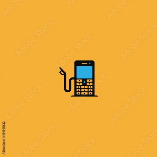 Push button phone gas station logo illustration.