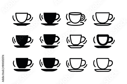 Shaking Coffee Logos. Shaking. Icon set. Set Logo of Shaking: co