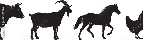 Farm Animal Silhouettes Collection
Rustic Livestock Shadow Art
Classic Farm Animals Vector Set