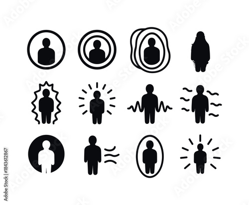 Aura Icon Set. aura fields. Solid icon set of aura fields: outer