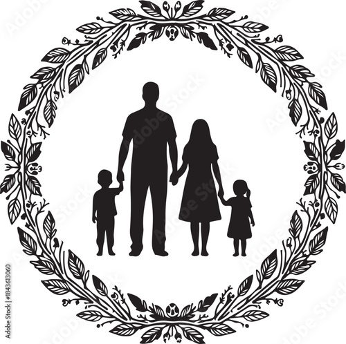 Happy Family Walking Together with Their Dog
Family Silhouette Stroll in the Park
Parents and Children Enjoying a Walk with Pet