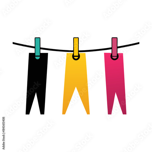 vector clip art clothesline with clothespins on white background for web and graphic design