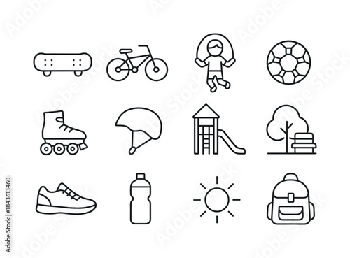 Active Kids Icons. Active kids. Line icon set of active kids: sk