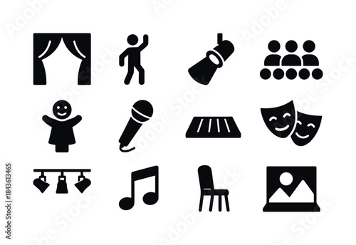 Stage Performance Icons. Stage Performance. Solid icon set of St