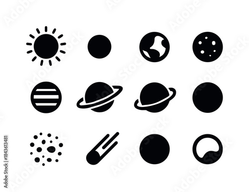 Solar System Icons. Solar System. Solid icon set of Solar System