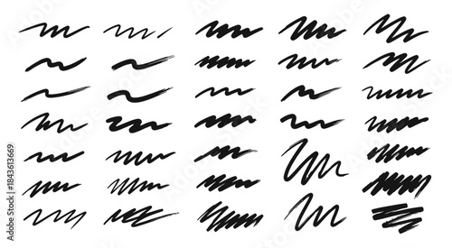 Squiggle brush scribble underline Marker pen emphasis highlight swoosh stroke swoosh brush underline set for accent