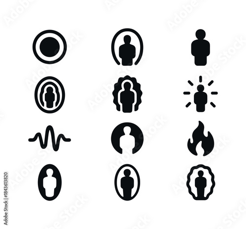 Aura Icon Set. aura fields. Solid icon set of aura fields: outer