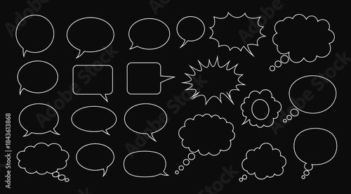 Line frame text speech bubble set Line balloon frame design talk speech bubble frame