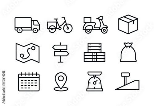Rural Logistics Icons. Women entrepreneurs in rural areas