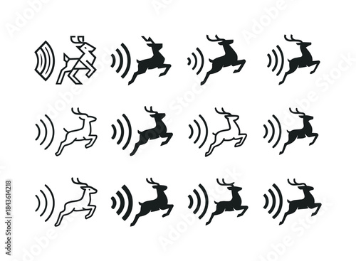 Wildlife Noise Impact Icons. Noise pollution
