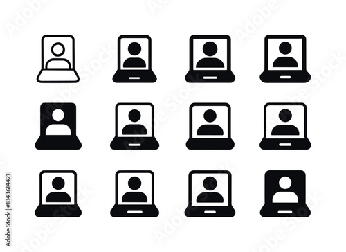 Remote Work Icons. Remote work life. Icon set. Set Logo of remot