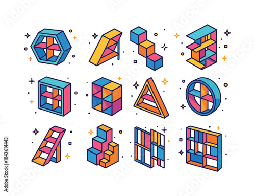 Modern Geometric Bookshelves. A geometric bookshelf with a moder