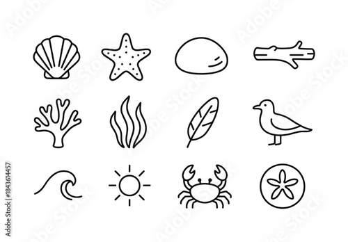 Coastal Nature Icons. Coastal Nature. Line icon set of Coastal N