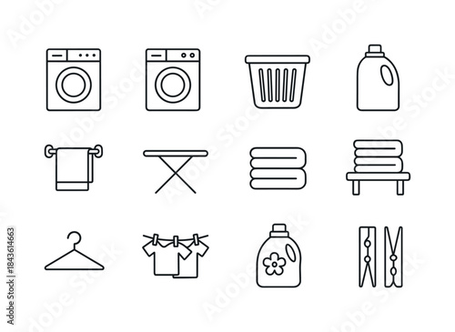 Laundry Icons Set. Laundry Room. Line icon set of Laundry Room: