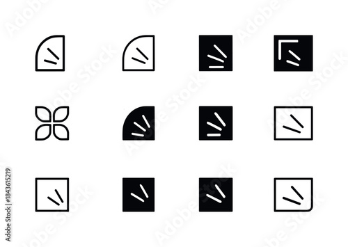 Mirror Corner Logos. mirror corner. Icon set. Set Logo of mirror