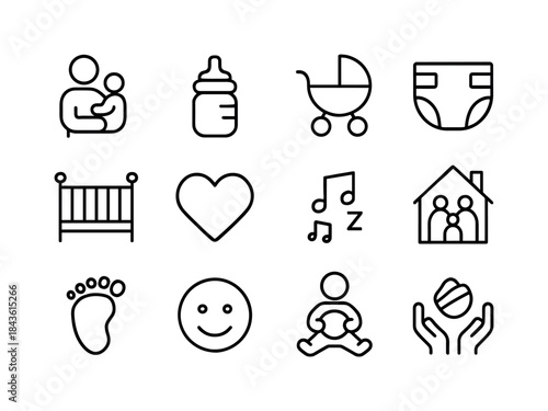 Parenthood Icon Set. Parenthood. Line icon set of Parenthood: pa