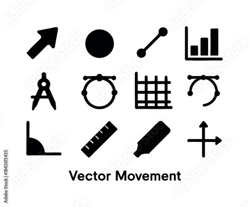 Vector Movement Icons. Vector Movement. Solid icon set of Vector