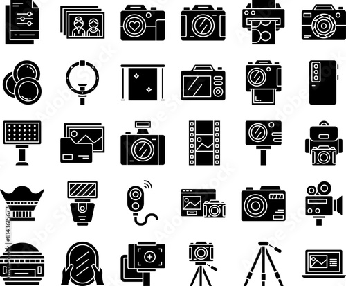 Photography and Videography Equipment Icons Vector Set
