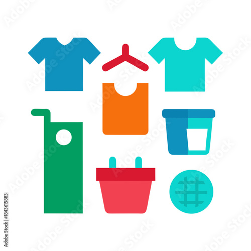vector clip art laundry icon set on white background for web and graphic design