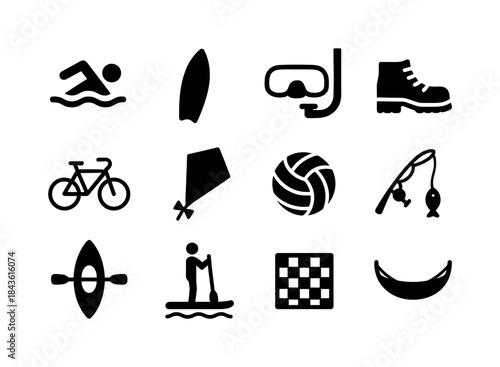Summer Activities Icons. Summer activities. Solid icon set of Su