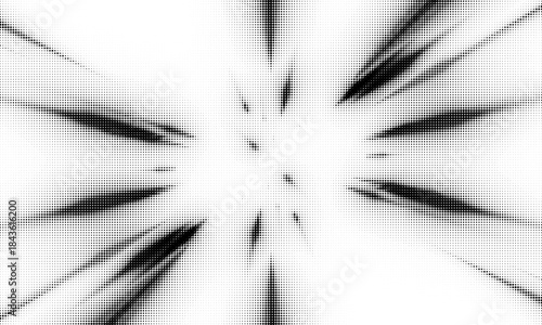 Dotted halftone texture background. Black and white pop art gradient overlay. Fading grunge gritty noise wallpaper. Weathered pixelated comic backdrop. Vector bitmap subtle vanishing surface retro