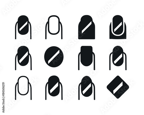 Foil Nails Emblems. Foil nails. Icon set. Set Logo of Foil nails