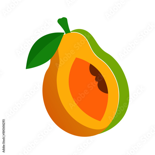 vector clip art papaya on white background for web and graphic design