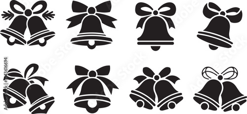 Holiday Bell Silhouette Vector Icons, Clean Modern Christmas Style