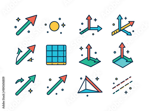 Colorful Vector Icons. Vectors. Colorful isometric vector icons