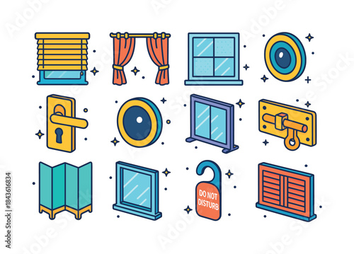 Home Privacy Icons. Home privacy. Colorful isometric vector icon