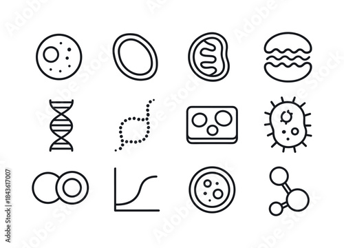 Cellular Biology Icons. Cellular Biology. Line icon set of Cellu