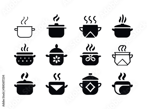 Festive Meal Icons. Preparing a festive meal. Icon set. Set Logo