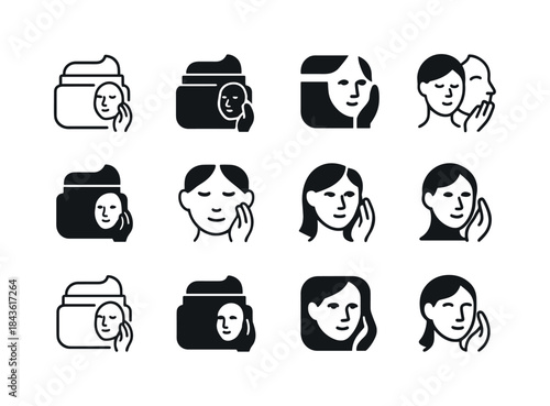 Skincare Logo Icons. trying skincare products. Icon set. Set Log