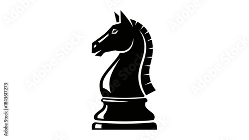 Black Chess Knight Piece Silhouette Vector Illustration.