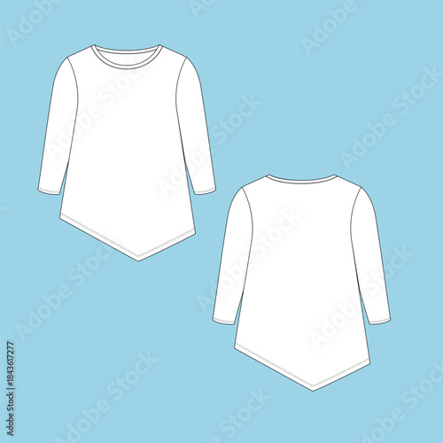 2D Flat Sketch with different technique details garments