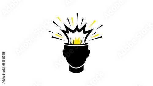 Creative Idea Bursting from Human Head Silhouette.