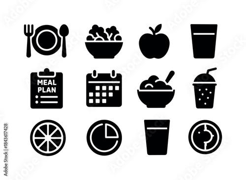 Dietary Icons Set. Dietary Habits. Solid icon set of Dietary Hab