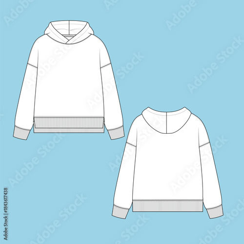 2D Flat Sketch with different technique details garments