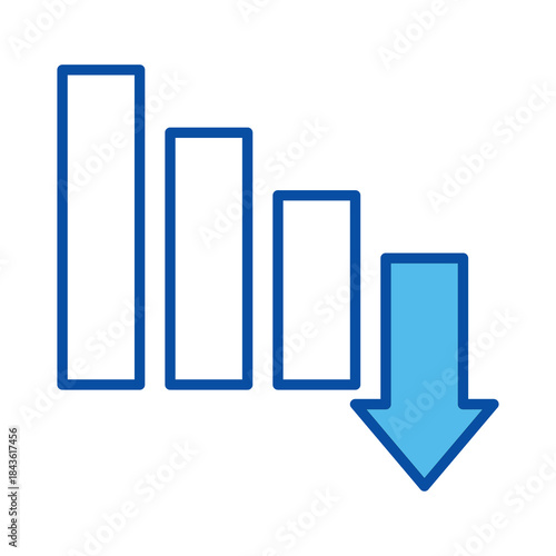 Falling Graph In Blue Style, Vector Illustration