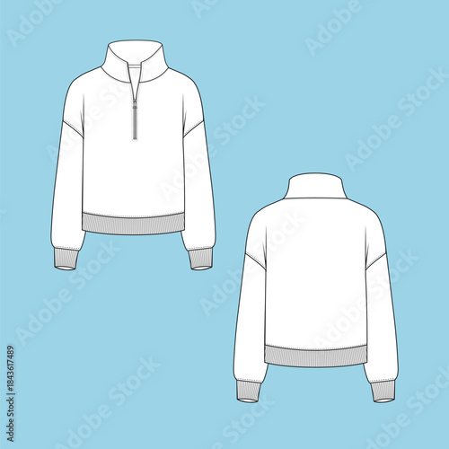 2D Flat Sketch with different technique details garments