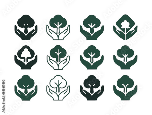Deforestation Reduction Icons. deforestation reduction. Icon set