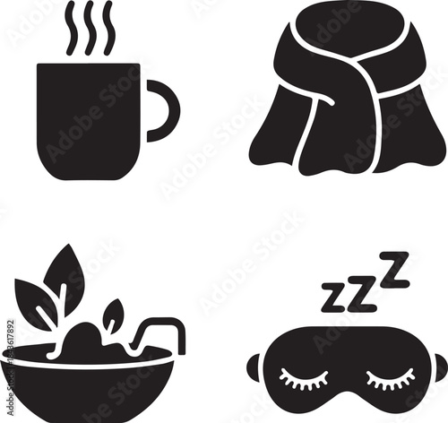 Seasonal Wellness Winter Self Care Vector Icon Pack