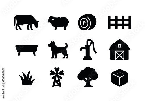 Pasture Life Icons. Pasture life. Solid icon set of pasture life