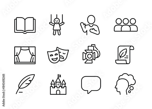 Storytelling Line Icons. Storytelling. Line icon set of Storytel