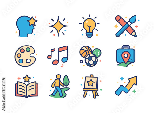New Passions Icons. New Passions. Colorful isometric vector icon