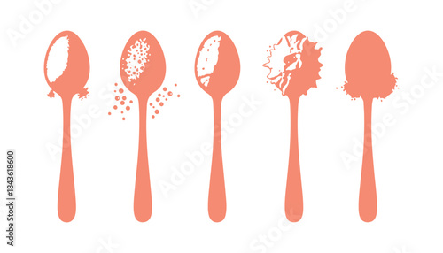 Spoon with sugar, salt, flour, or any other ingredient icon

