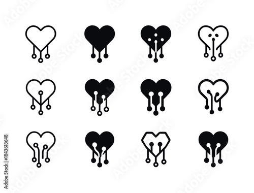 Empathetic AI Icons. Empathy for artificial beings. Icon set. Se