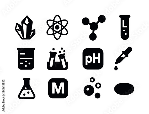 Inorganic Compounds Icons. Inorganic Compounds. Solid icon set o